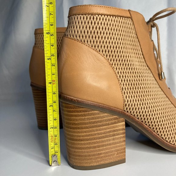 Aldo 'Sevilan' Open Toe Bootie with Lace Ups Size 7 1/2 Tan and Mesh Leather - Picture 5 of 8